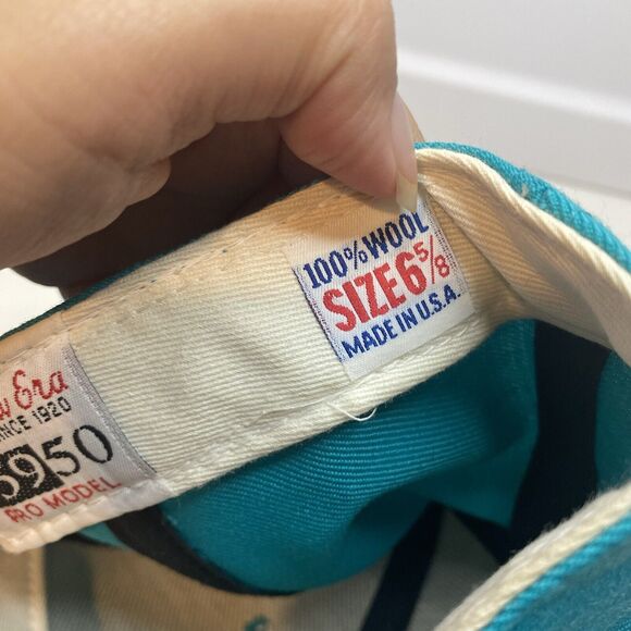 Vtg Florida Marlins New Era Fitted Hat Sz 6 5/8 Teal 59FIFTY MLB Wool USA - Picture 10 of 10